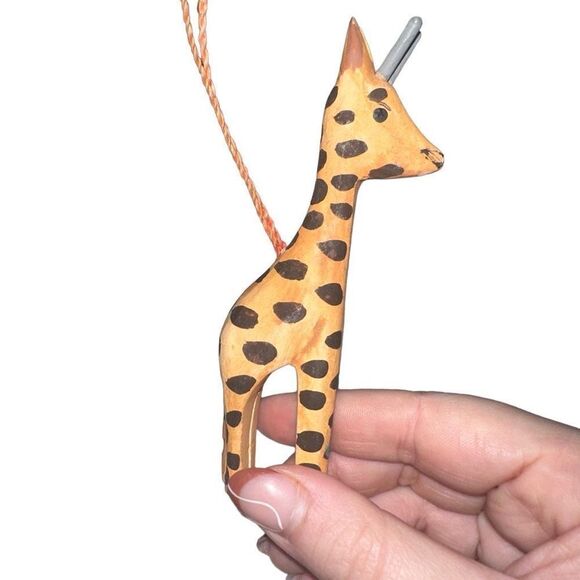 Wood Giraffe Christmas Ornament - Picture 3 of 3